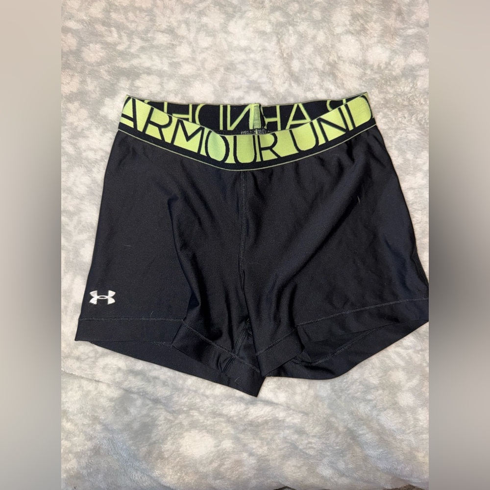 Under Armour Women's Black and Green Athletic Shorts